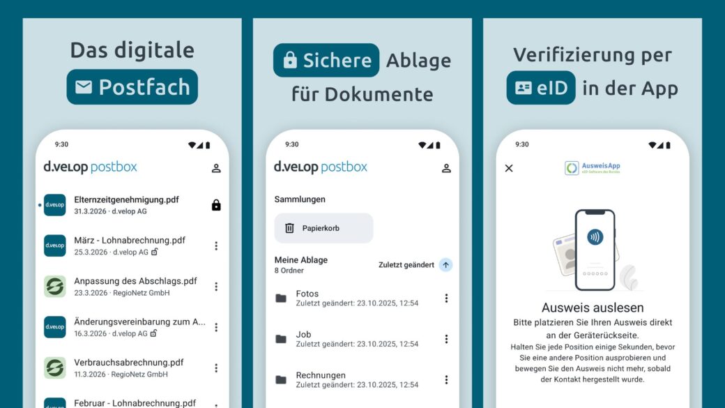 Screenshots der d.velop postbox App